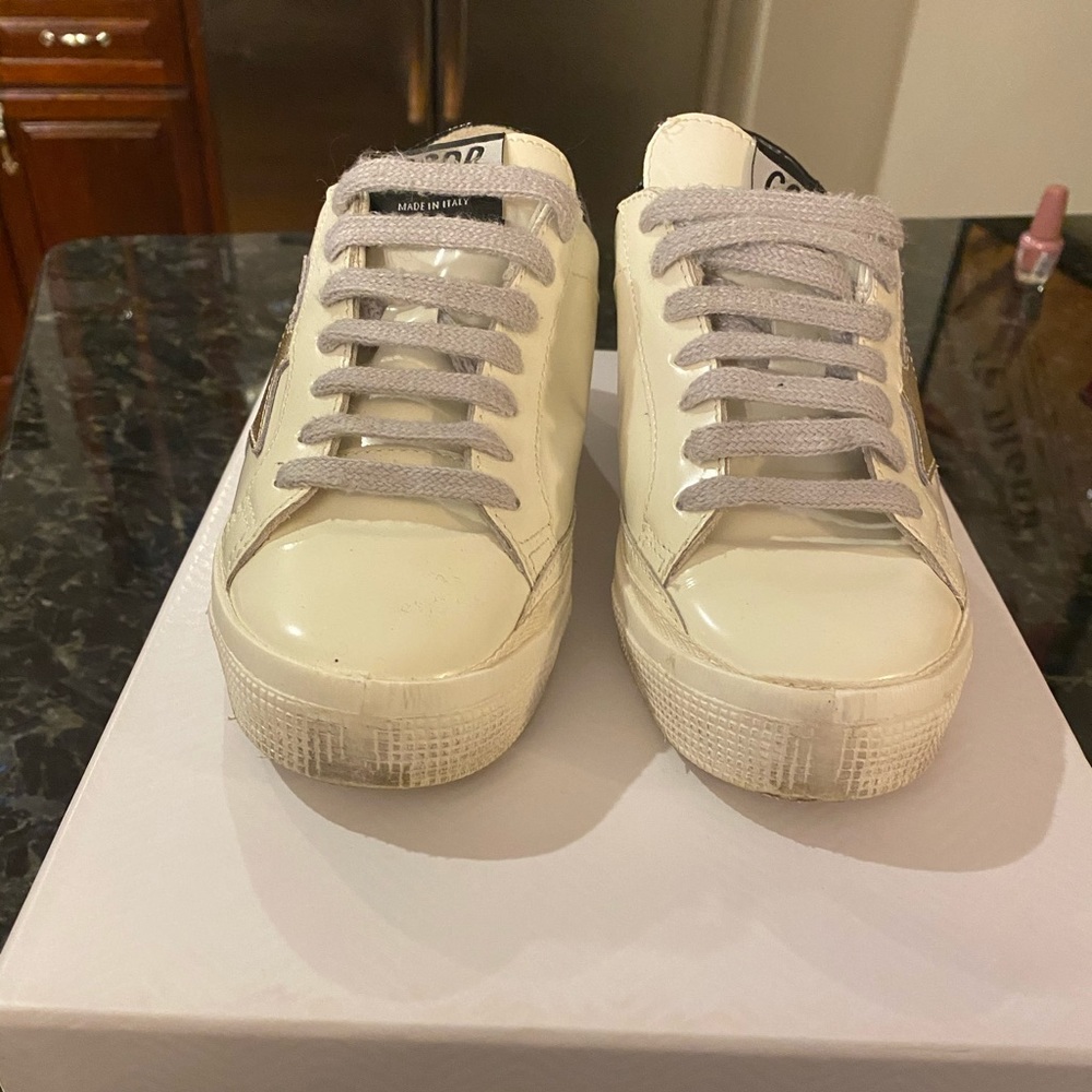 Golden Goose sneakers gold white and black used